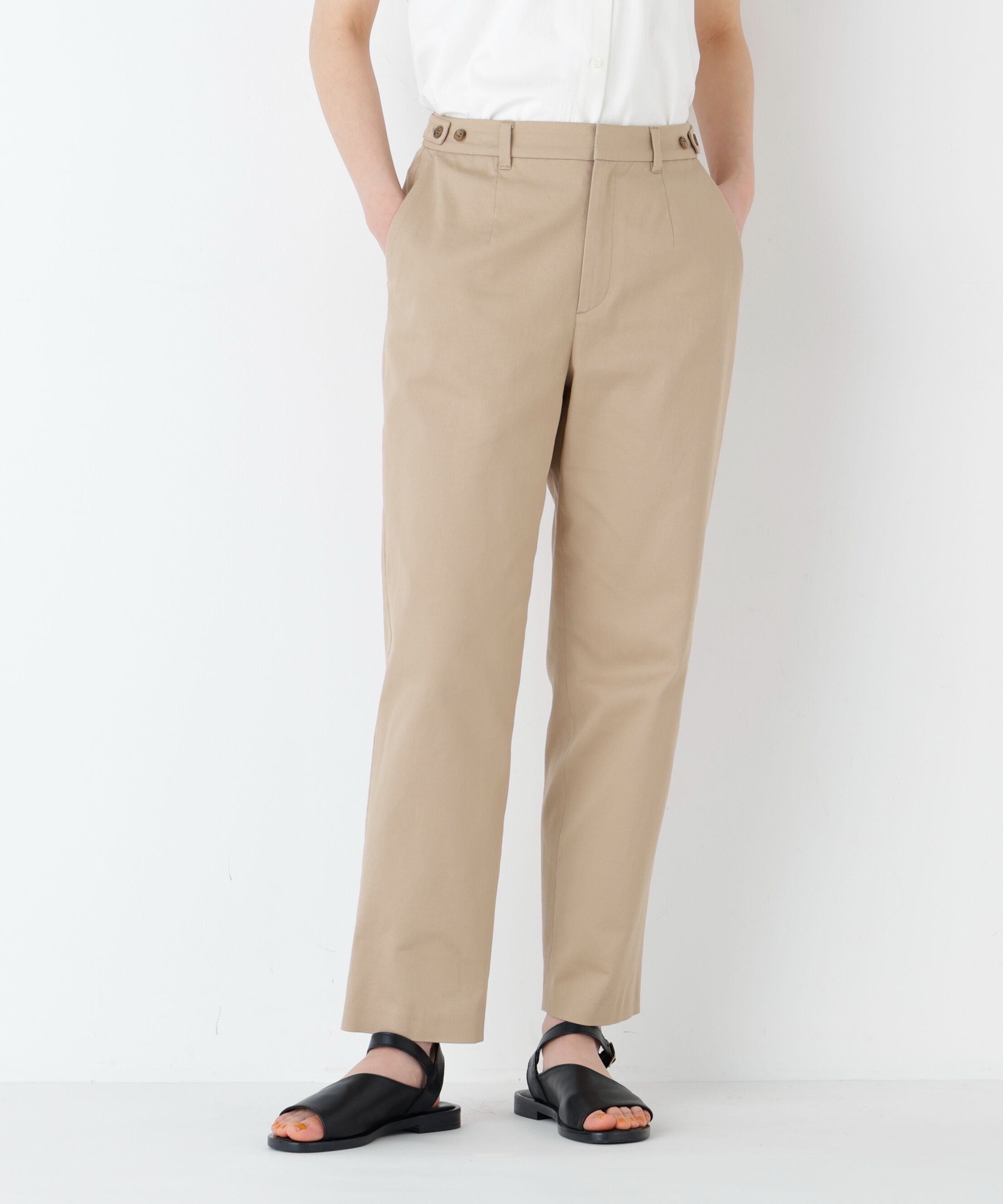  「《名品 / ストレッチ素材》ピケストレッチ細身ストレートパンツ」|その他|ベージュ