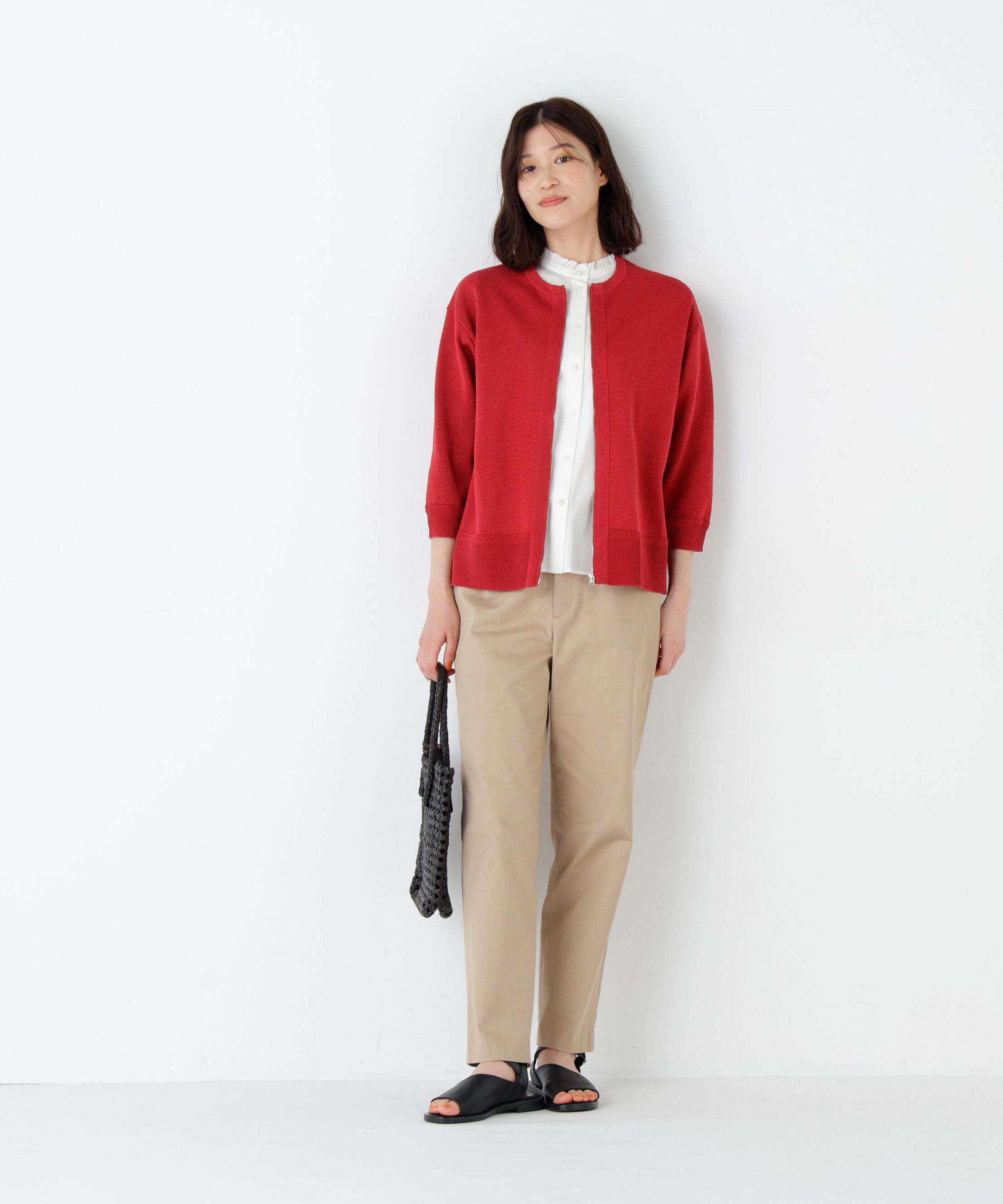  「《名品 / ストレッチ素材》ピケストレッチ細身ストレートパンツ」|その他|