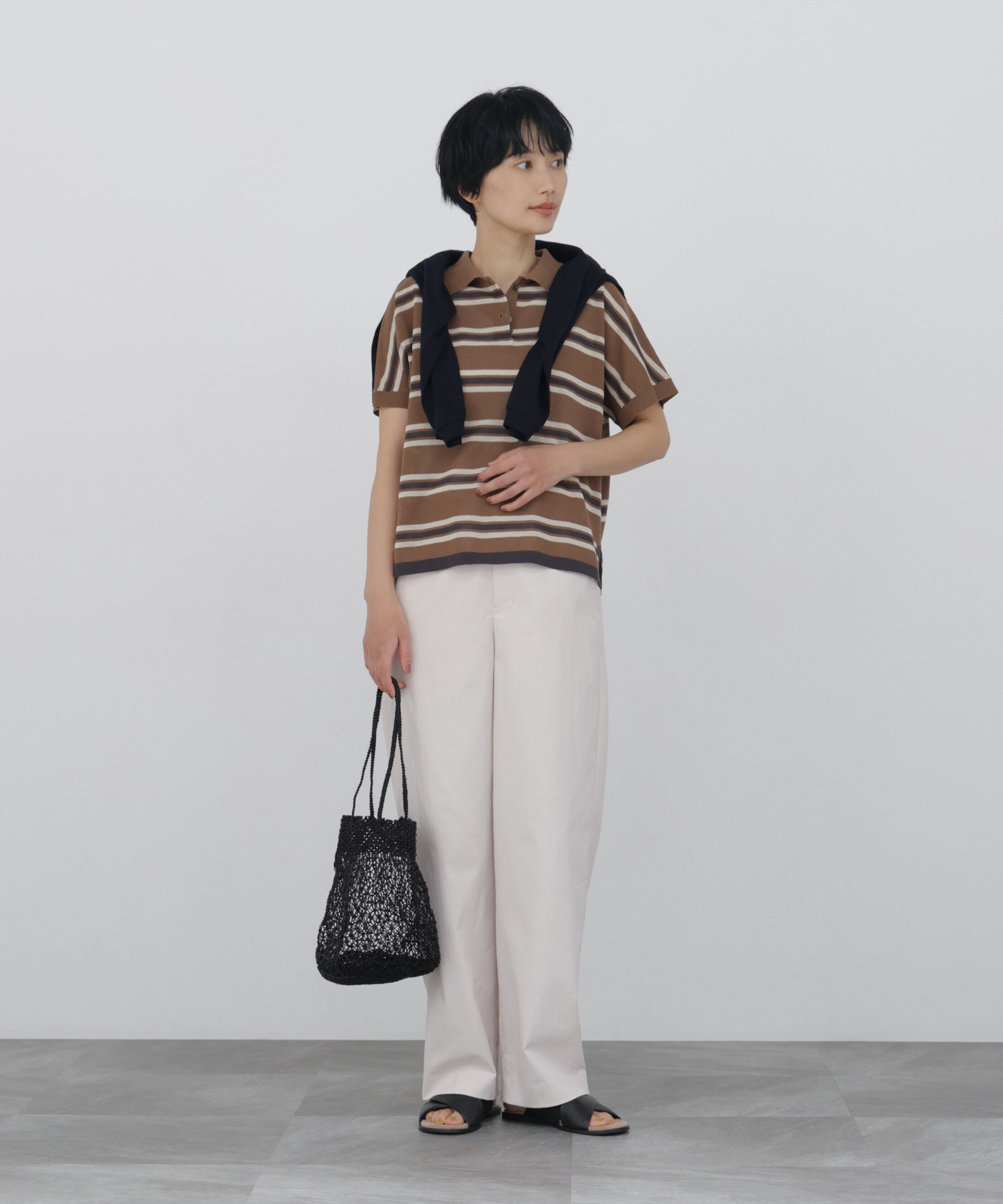  「◆《洗える / Good Price》 シアーボーダーポロニットＴ」|ニット・セーター|