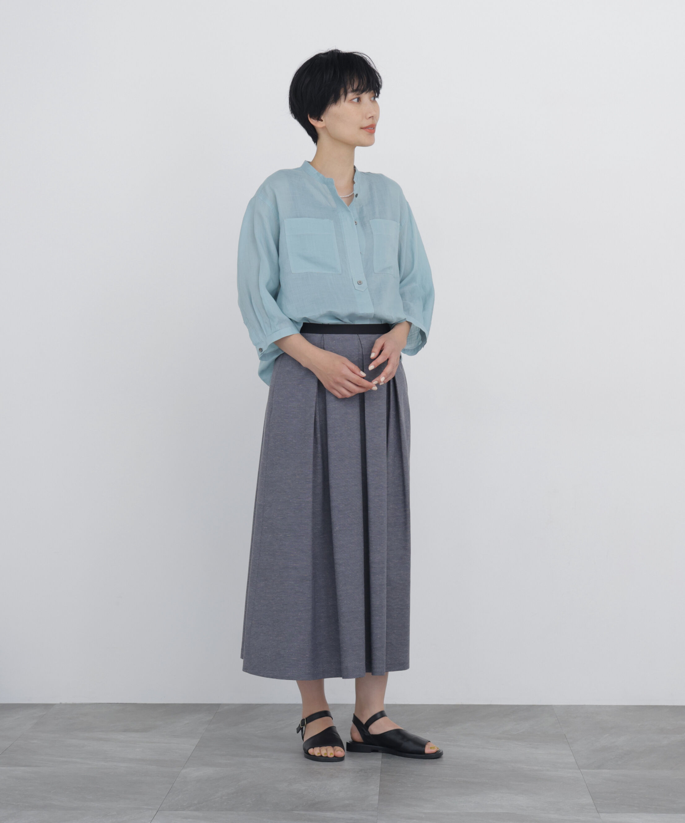  「◆≪名品 / 洗える / 4色展開！≫ラミーバンドカラーシャツブラウス」|シャツ・ブラウス|