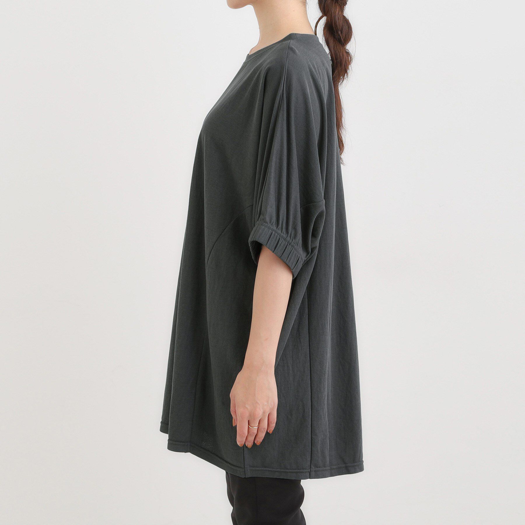 SHOO･LA･RUE「【S-LL/体型カバー】さらさらタッチが心地よい コクーンシルエットチュニック」|チュニック|