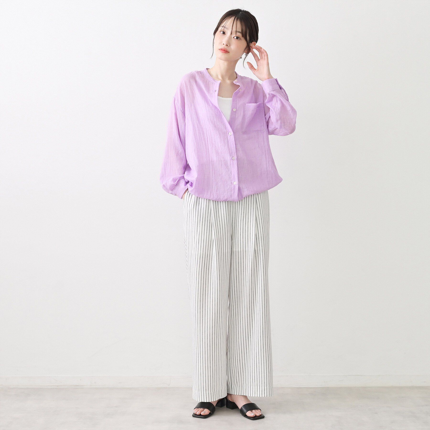 Dessin「【洗える】ドロストリングシアーシャツ」|シャツ・ブラウス|
