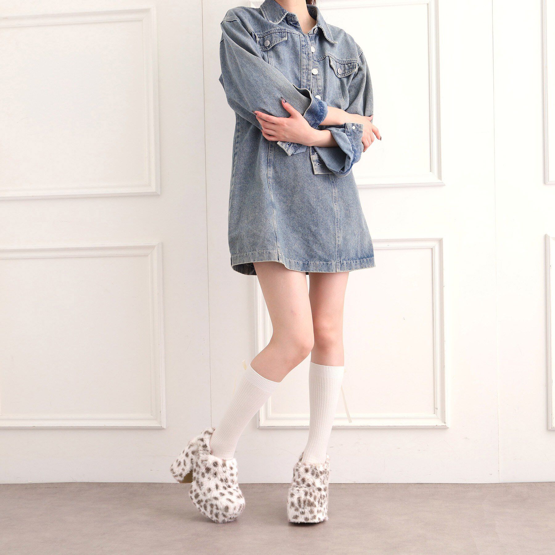 ESPERANZA「【ラク盛り／約12cm】フェイクファーサボ」|パンプス|