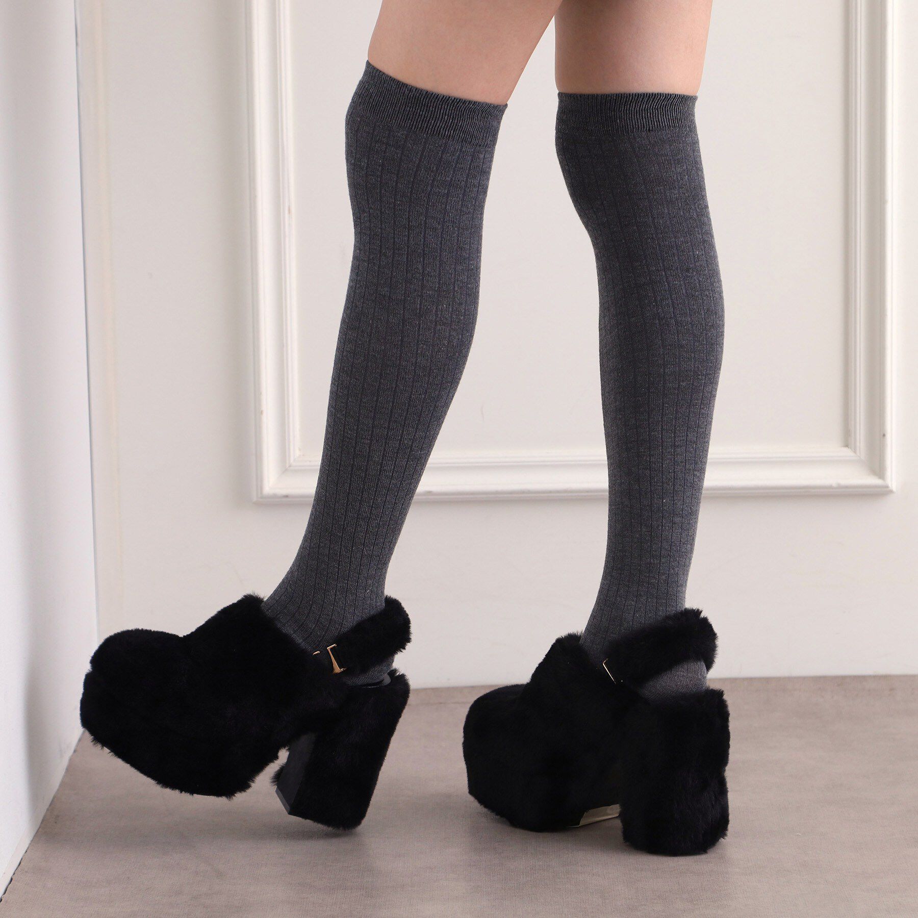ESPERANZA「【ラク盛り／約12cm】フェイクファーサボ」|パンプス|
