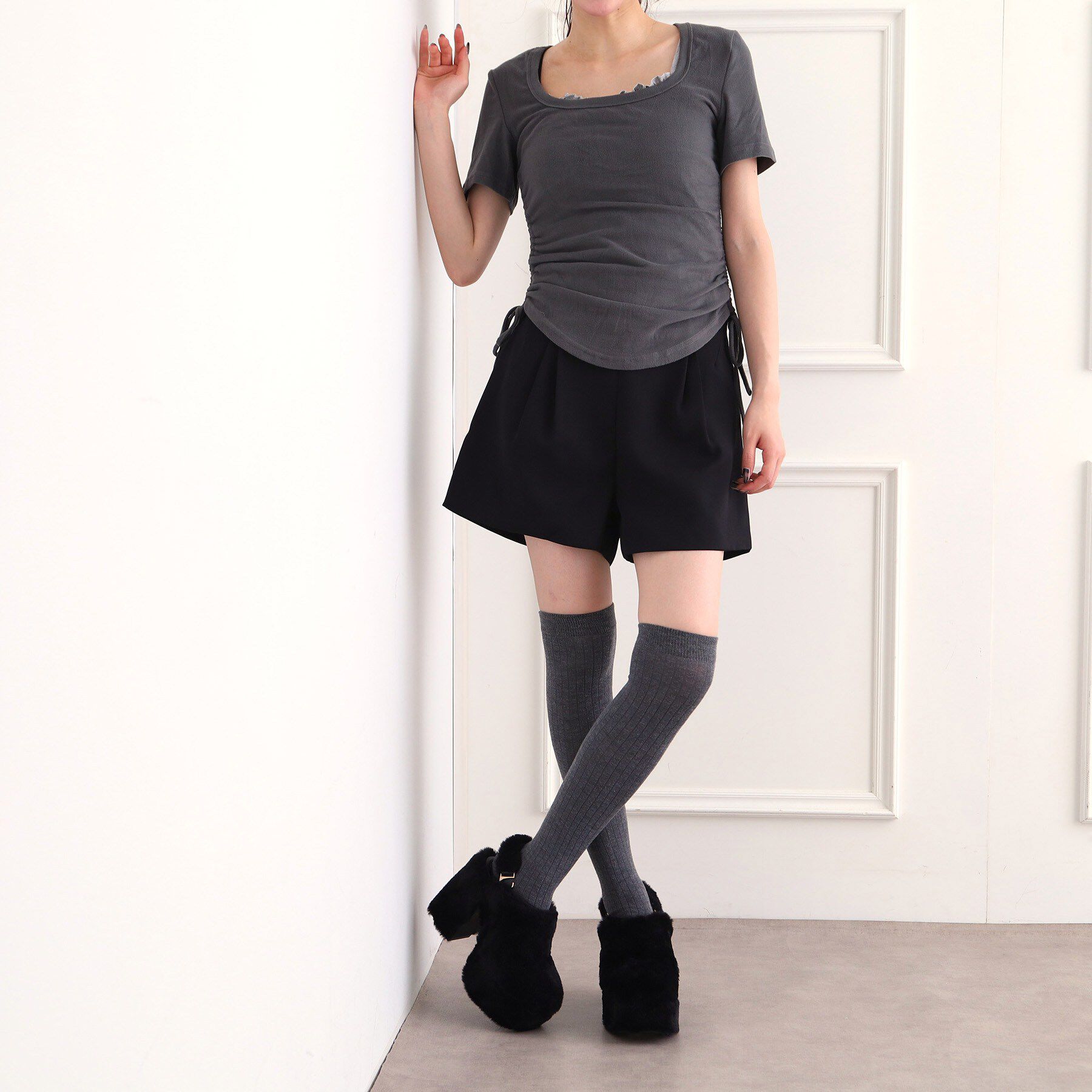 ESPERANZA「【ラク盛り／約12cm】フェイクファーサボ」|パンプス|