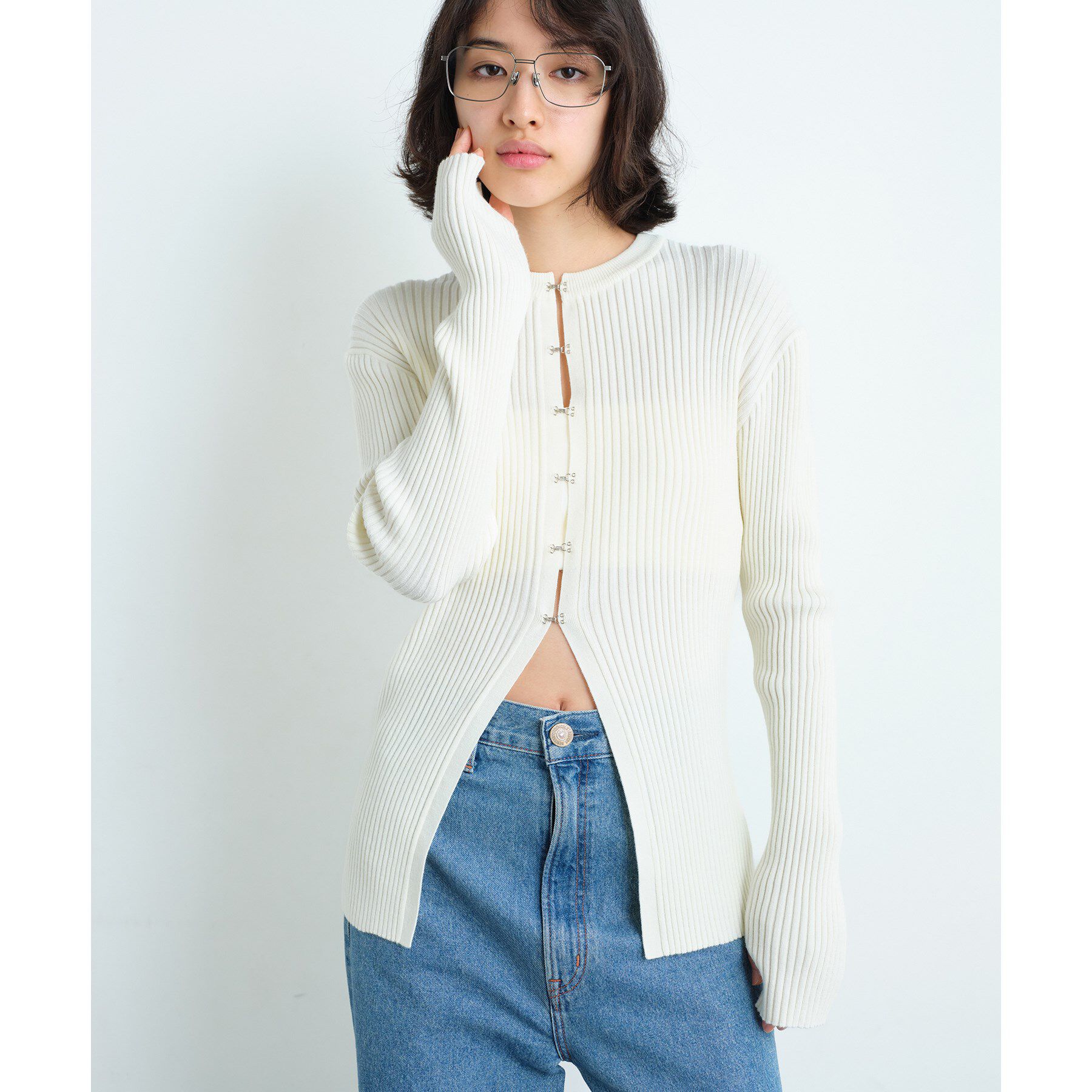 CODE A「fronthook knit cardigan」|カーディガン|