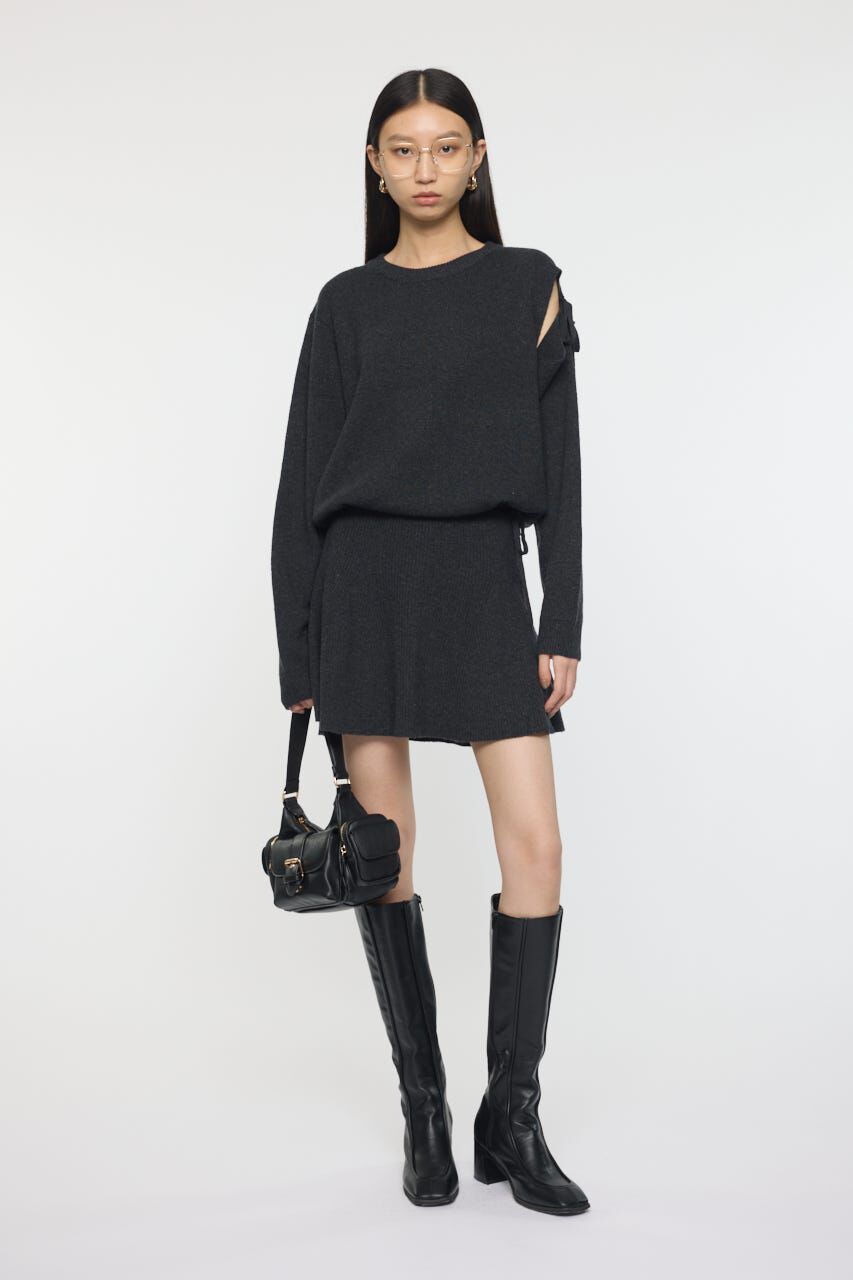 MOUSSY「TIED RIBBON セーター & ミニスカート」|ワンピース|C.GRY