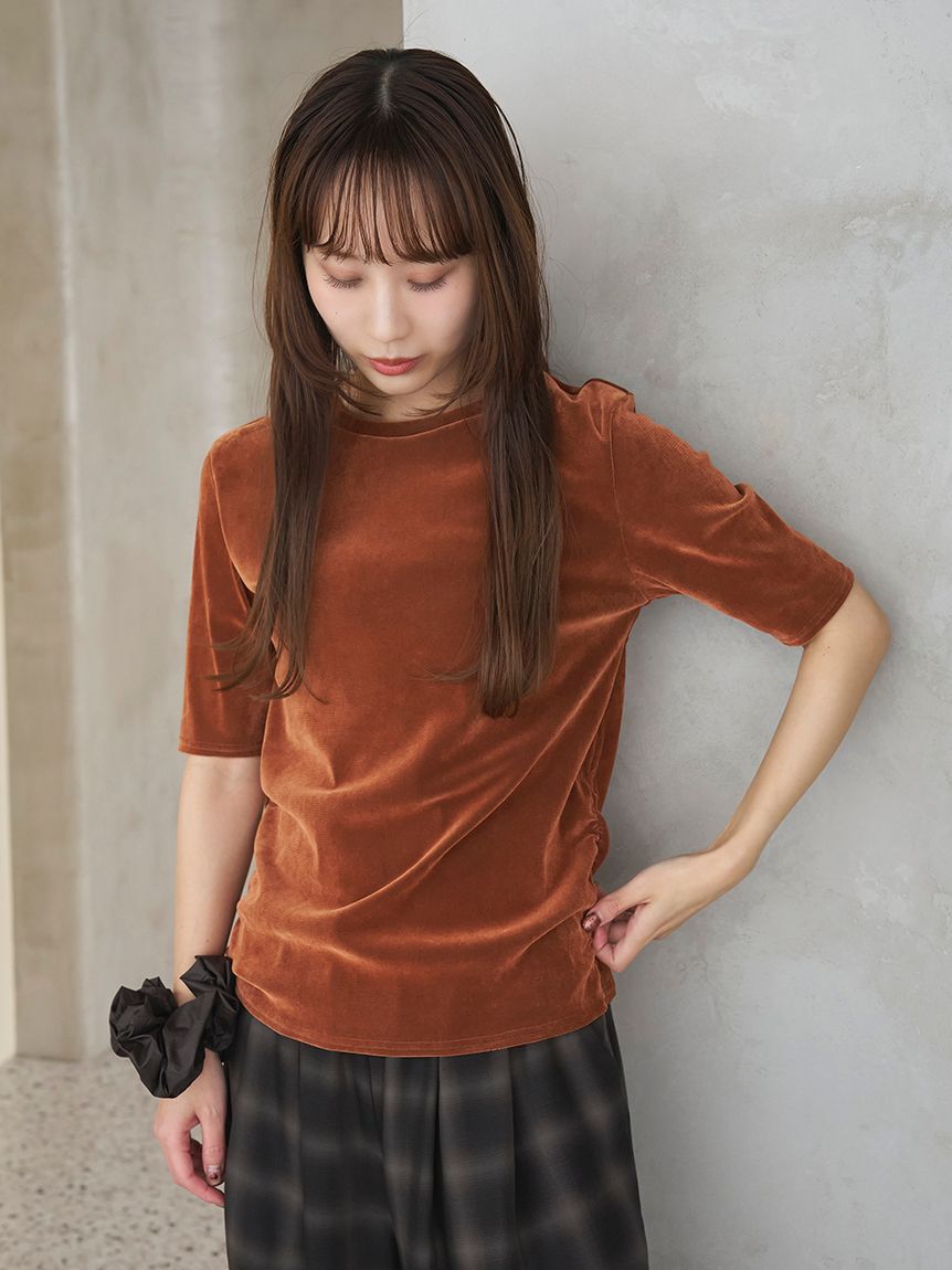 emmi atelier「フロッキーチュールハーフスリーブカットソー」|Tシャツ・カットソー|