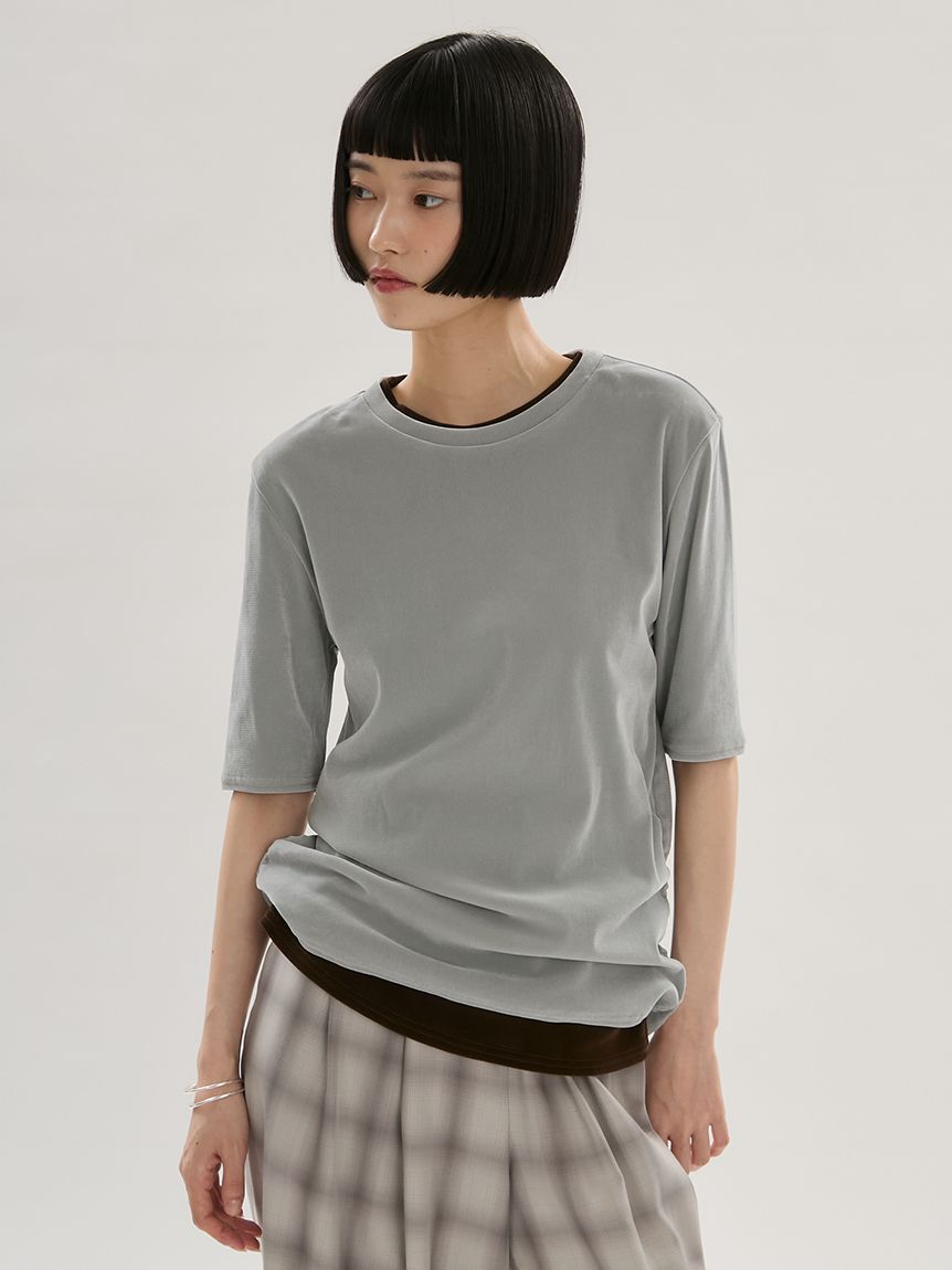 emmi atelier「フロッキーチュールハーフスリーブカットソー」|Tシャツ・カットソー|