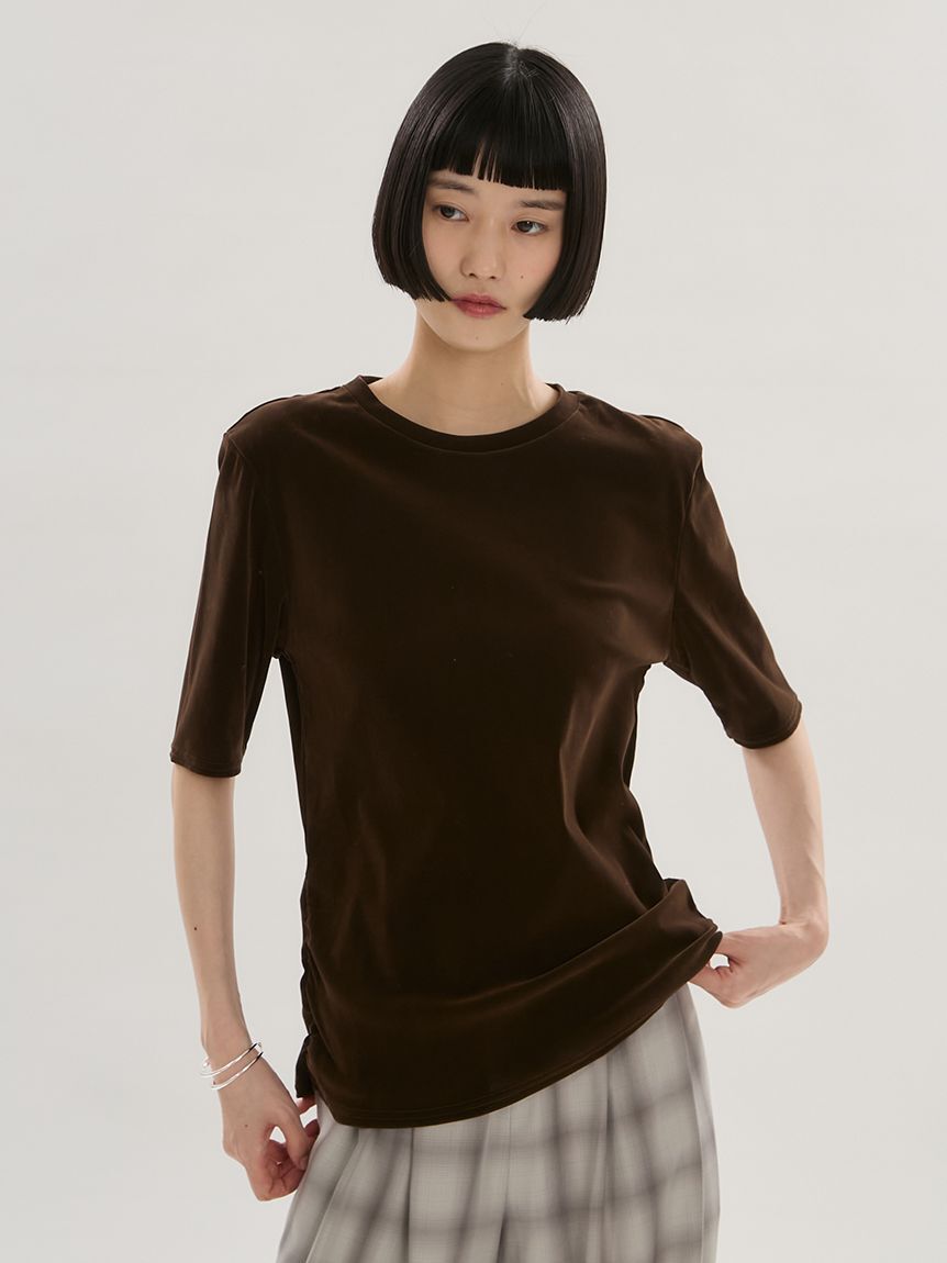 emmi atelier「フロッキーチュールハーフスリーブカットソー」|Tシャツ・カットソー|