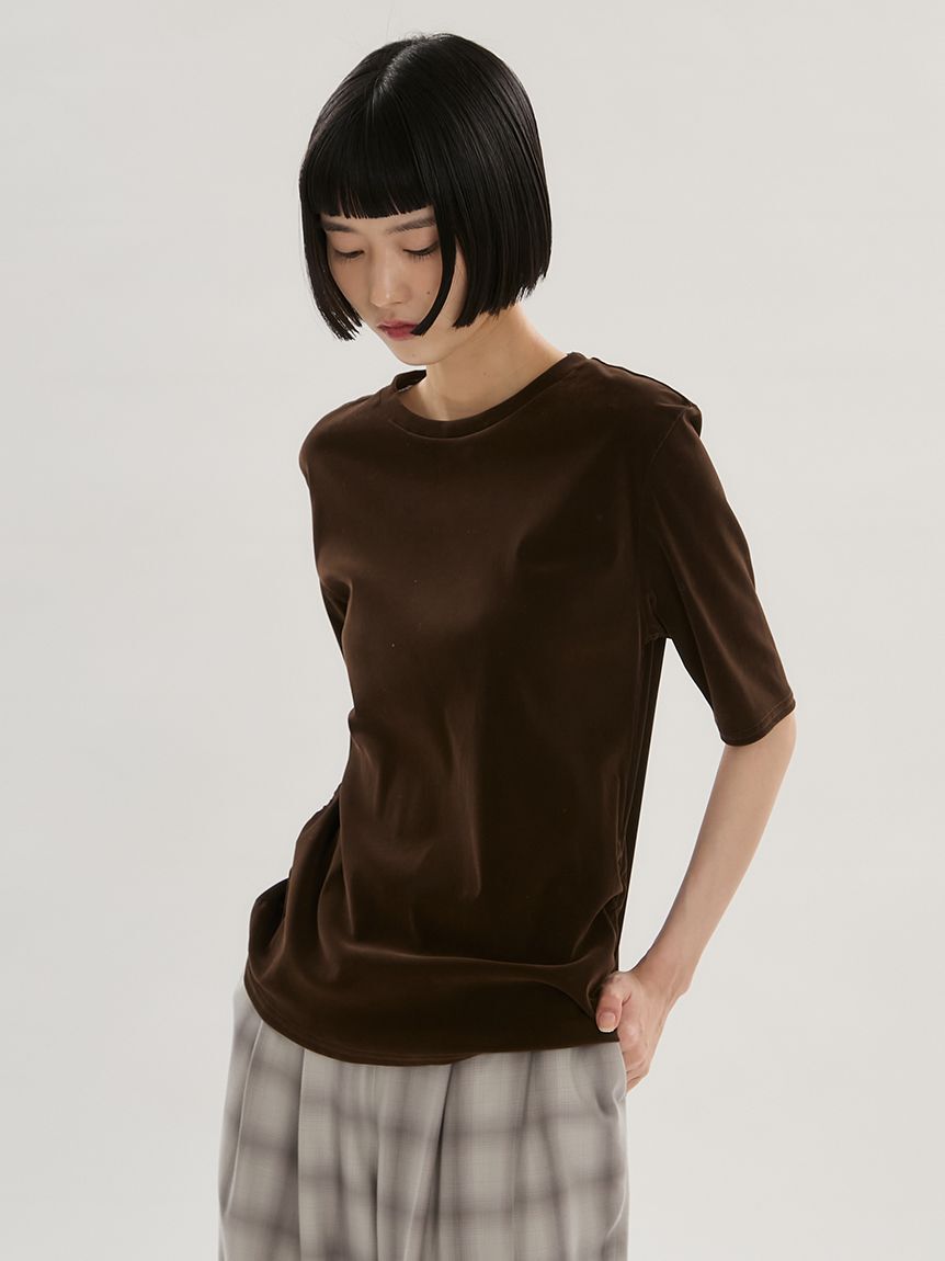 emmi atelier「フロッキーチュールハーフスリーブカットソー」|Tシャツ・カットソー|