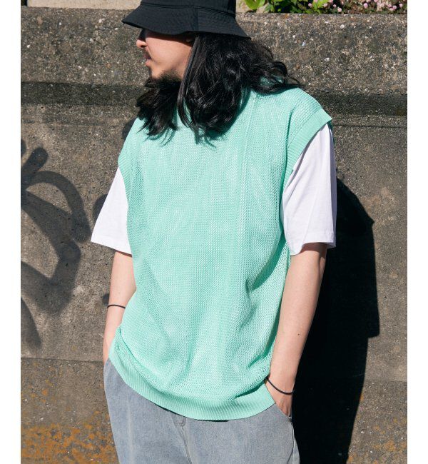 VENCE share style「【2点セット】メッシュニットベストアンサンブルTシャツ」|Tシャツ・カットソー|