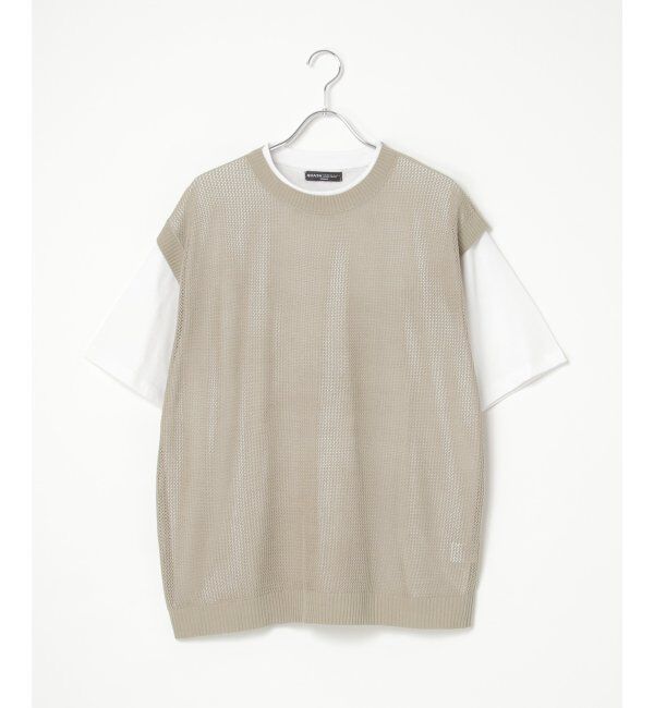 VENCE share style「【2点セット】メッシュニットベストアンサンブルTシャツ」|Tシャツ・カットソー|