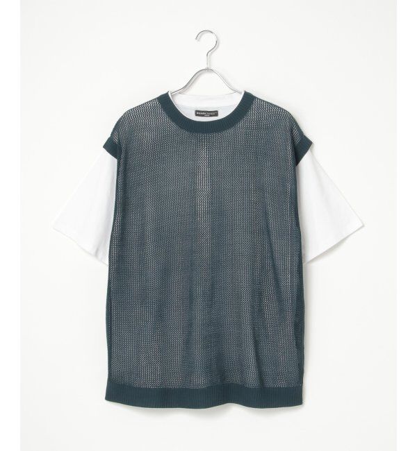 VENCE share style「【2点セット】メッシュニットベストアンサンブルTシャツ」|Tシャツ・カットソー|