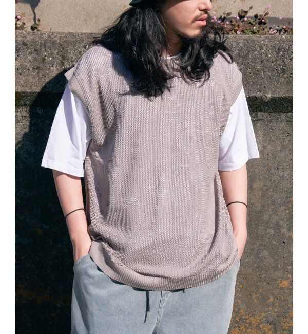 VENCE share style「【2点セット】メッシュニットベストアンサンブルTシャツ」|Tシャツ・カットソー|