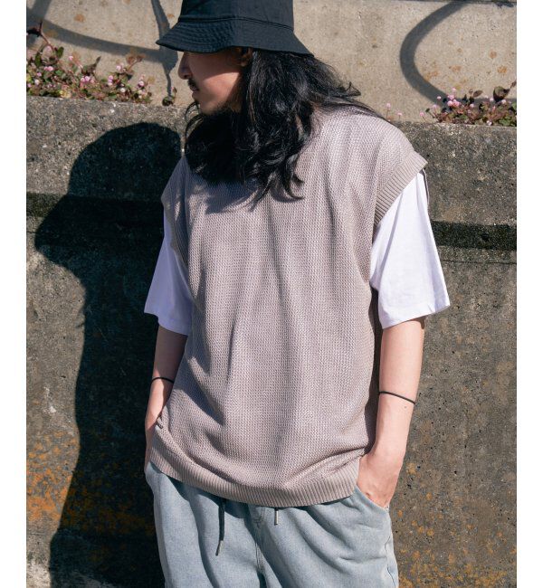 VENCE share style「【2点セット】メッシュニットベストアンサンブルTシャツ」|Tシャツ・カットソー|
