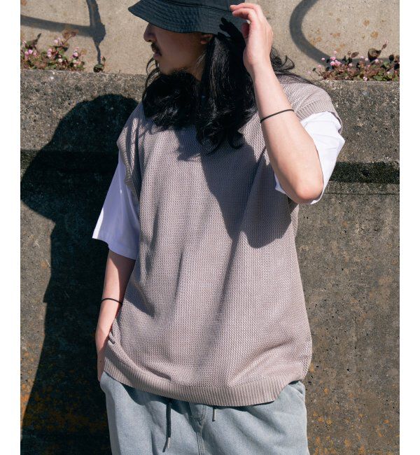 VENCE share style「【2点セット】メッシュニットベストアンサンブルTシャツ」|Tシャツ・カットソー|