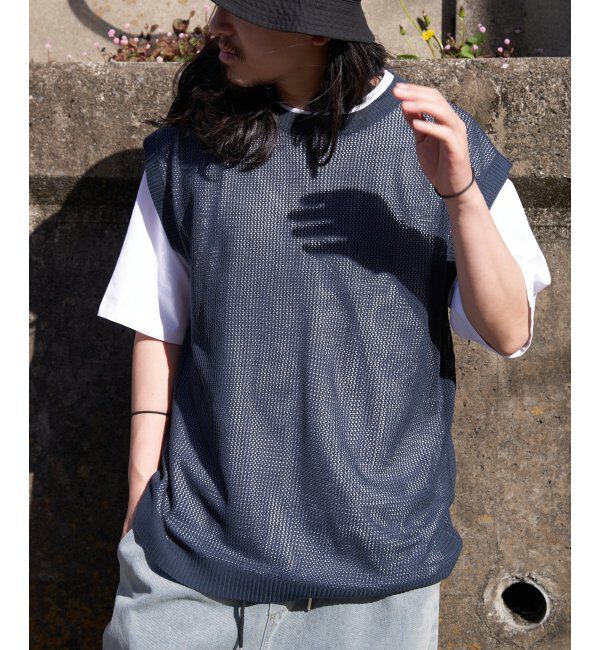 VENCE share style「【2点セット】メッシュニットベストアンサンブルTシャツ」|Tシャツ・カットソー|