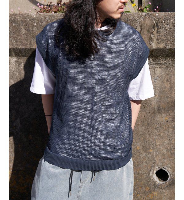 VENCE share style「【2点セット】メッシュニットベストアンサンブルTシャツ」|Tシャツ・カットソー|