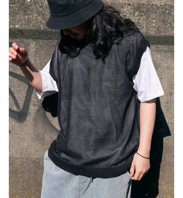 VENCE share style「【2点セット】メッシュニットベストアンサンブルTシャツ」|Tシャツ・カットソー|