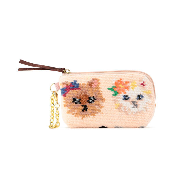 LOVERARY BY FEILER「ラブラリープリティーキャッツ　キー&カードポーチ　L/LCT-213094」|ポーチ|ペールアプリコット