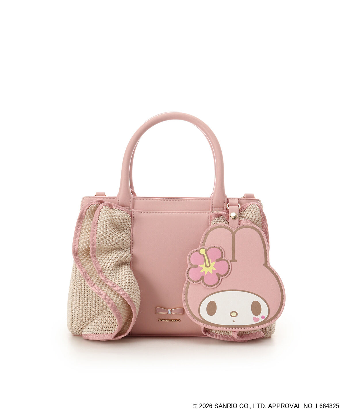 Samantha Vega「ｻﾝﾘｵｷｬﾗｸﾀｰｽﾞｺﾚｸｼｮﾝ｢ﾏｲﾒﾛﾃﾞｨ｣ ﾌﾘﾙかごﾊ」|ハンドバッグ|ピンク
