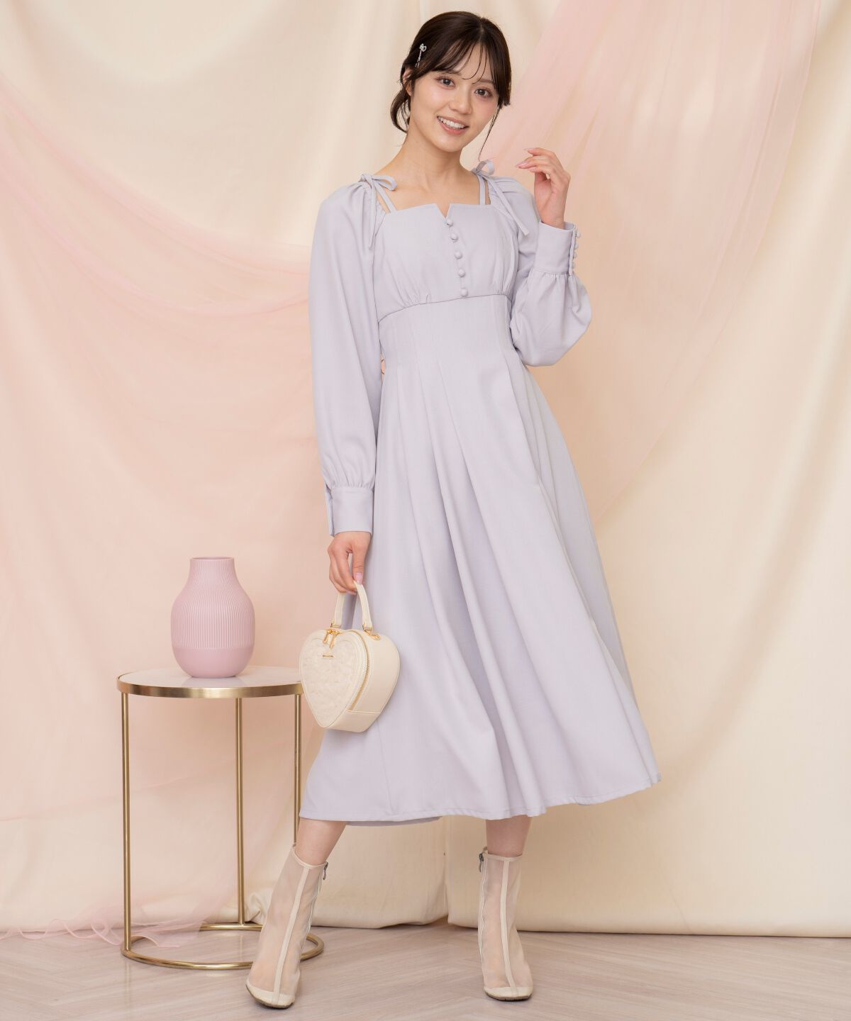 WILLSELECTION「ショルダーリボンタックフレアワンピース」|ワンピース|サックス