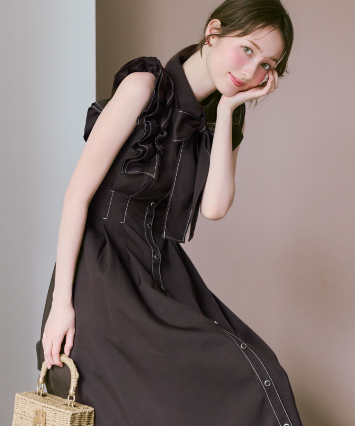 WILLSELECTION「フリルスリーブボウタイシャツワンピース」|ワンピース|