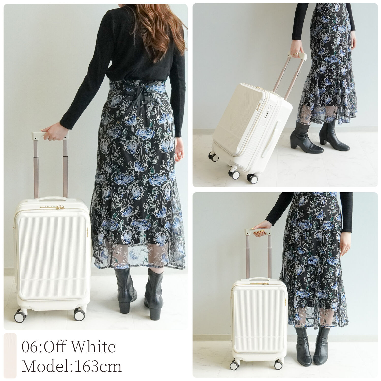 Jewelna Rose「Jewelna Rose スーツケース キャリーケース エルダートローリー カップホルダー付 機内持込 34/41L 05401」|キャリーケース|