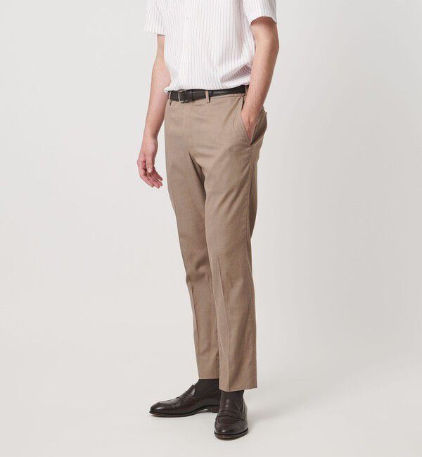 UNITED ARROWS「クールモーション ドビー サイドエクステンド ノープリーツスラックス COMFORT EASY‐MODEL　接触冷感　吸」|スラックス|