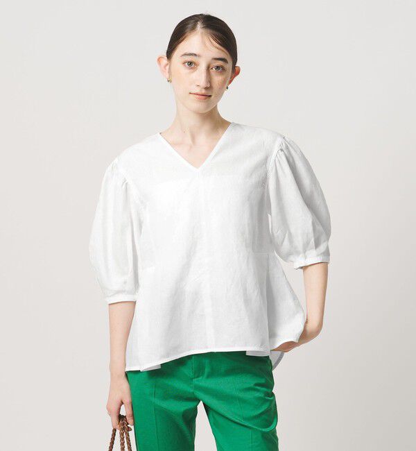 UNITED ARROWS「リネン フレア パフスリー ブブラウス ‐ウォッシャブル‐」|シャツ・ブラウス|