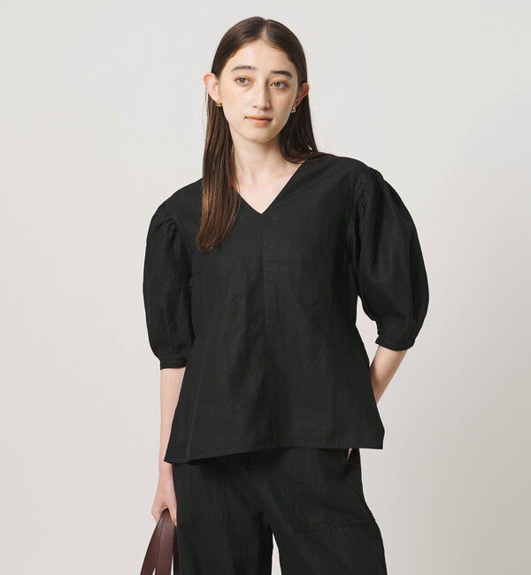 UNITED ARROWS「リネン フレア パフスリー ブブラウス ‐ウォッシャブル‐」|シャツ・ブラウス|