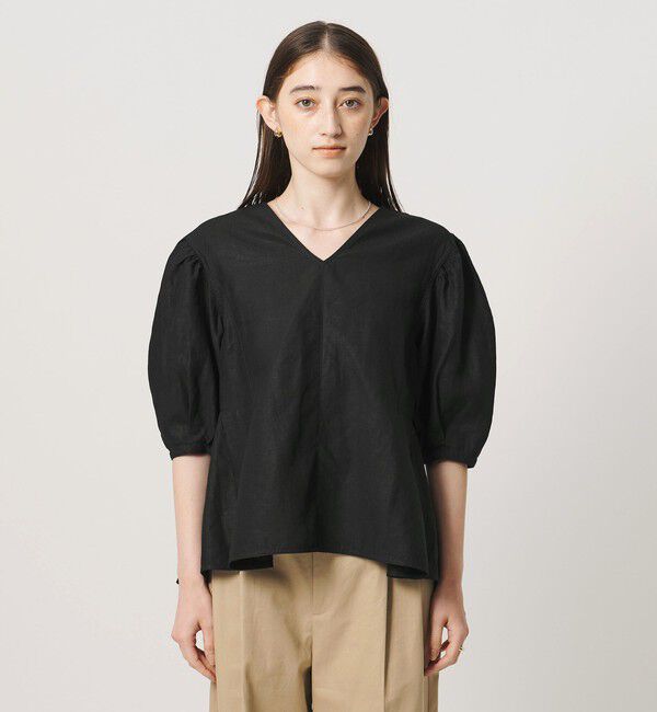 UNITED ARROWS「リネン フレア パフスリー ブブラウス ‐ウォッシャブル‐」|シャツ・ブラウス|