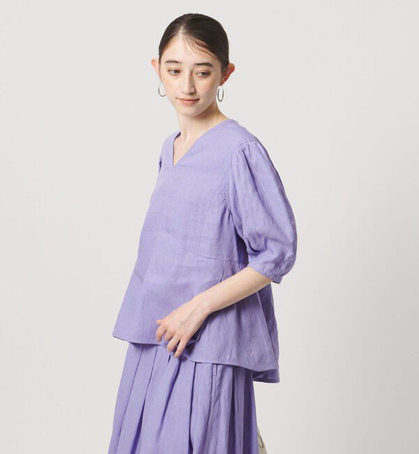 UNITED ARROWS「リネン フレア パフスリー ブブラウス ‐ウォッシャブル‐」|シャツ・ブラウス|