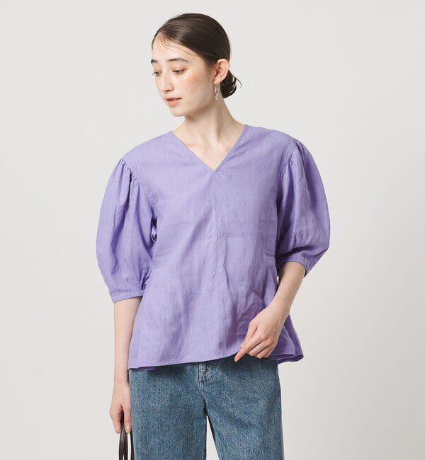 UNITED ARROWS「リネン フレア パフスリー ブブラウス ‐ウォッシャブル‐」|シャツ・ブラウス|