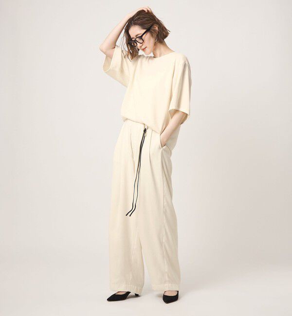 conte「＜conte＞スエードライク タックワイドパンツ WHITE」|その他|