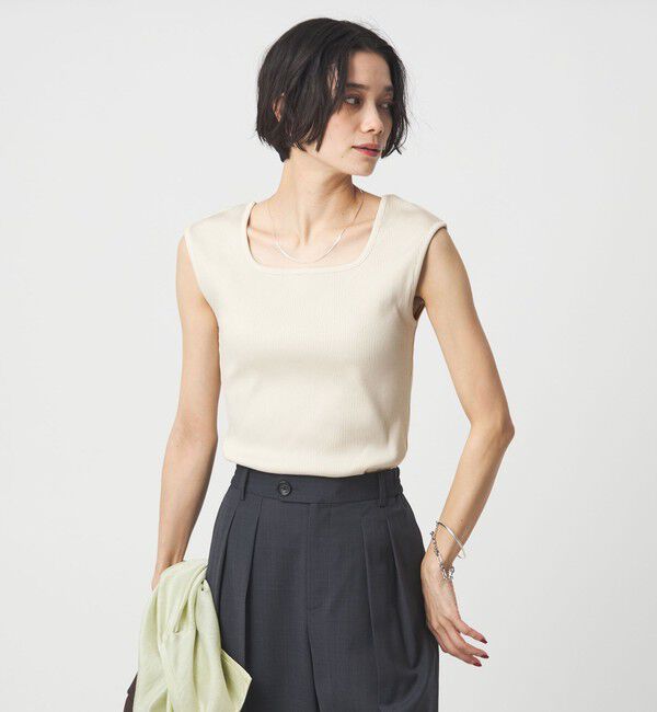UNITED ARROWS green label relaxing「ブライトリブ デコルテ フレンチスリーブ プルオーバー カットソー」|Tシャツ・カットソー|NATURAL