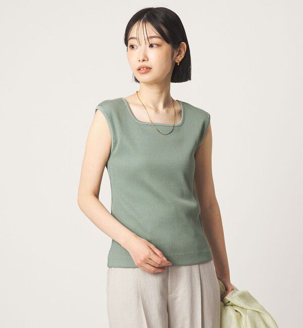 UNITED ARROWS green label relaxing「ブライトリブ デコルテ フレンチスリーブ プルオーバー カットソー」|Tシャツ・カットソー|