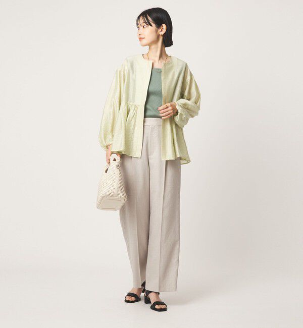 UNITED ARROWS green label relaxing「ブライトリブ デコルテ フレンチスリーブ プルオーバー カットソー」|Tシャツ・カットソー|