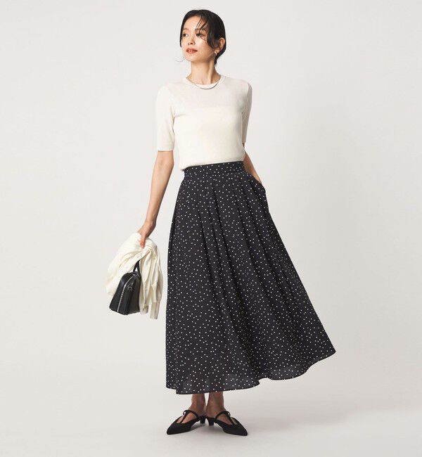 UNITED ARROWS green label relaxing「＜1_OF MINE＞リブ クルーネック 5分袖 ニット プルオーバー マシンウォッシャブル」|ニット・セーター|