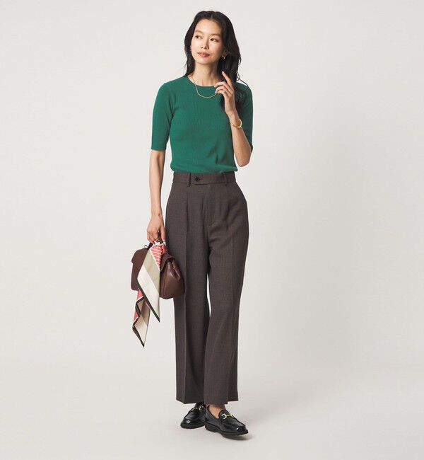 UNITED ARROWS green label relaxing「＜1_OF MINE＞リブ クルーネック 5分袖 ニット プルオーバー マシンウォッシャブル」|ニット・セーター|