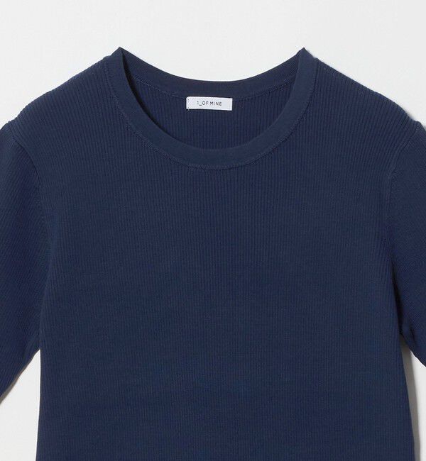 UNITED ARROWS green label relaxing「＜1_OF MINE＞リブ クルーネック 5分袖 ニット プルオーバー マシンウォッシャブル」|ニット・セーター|