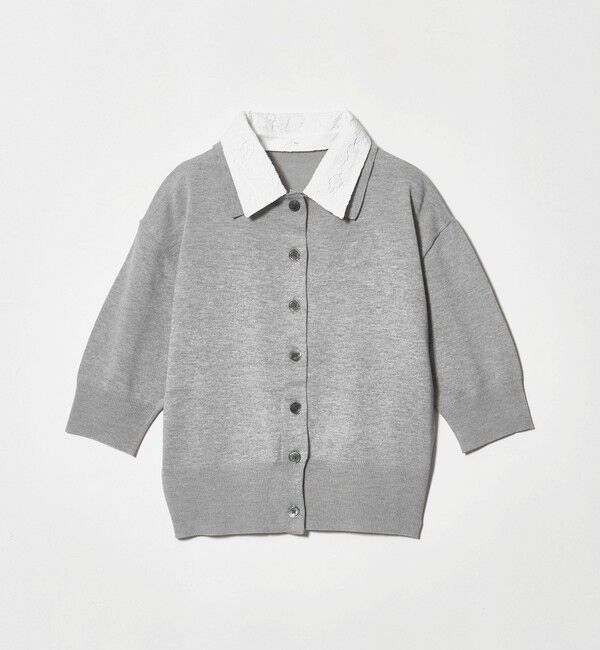 UNITED ARROWS green label relaxing「2WAY レース ポロ襟 5分袖 ニット カーディガン」|カーディガン|
