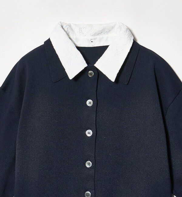 UNITED ARROWS green label relaxing「2WAY レース ポロ襟 5分袖 ニット カーディガン」|カーディガン|
