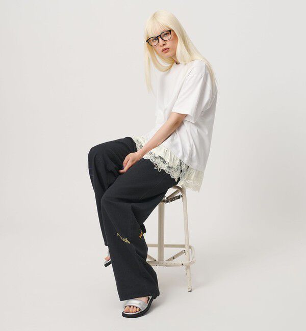 BEAUTY&YOUTH UNITED ARROWS「レースドッキング ショートスリーブ Tシャツ」|Tシャツ・カットソー|
