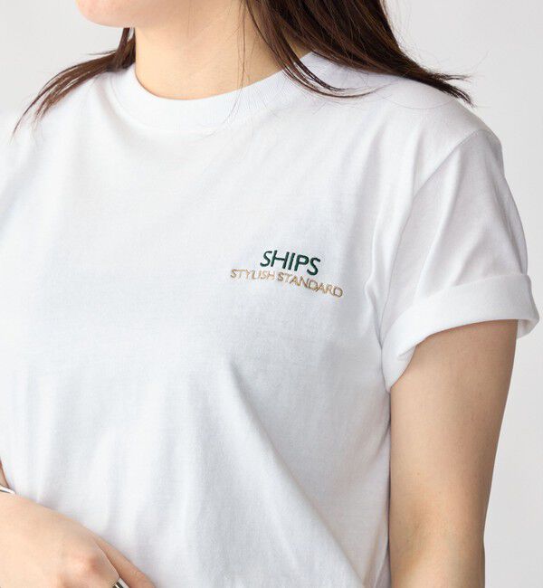 SHIPS「【WEB限定】SHIPS: STYLISH STANDARD ロゴ 刺繍 Tシャツ」|Tシャツ・カットソー|ホワイト系