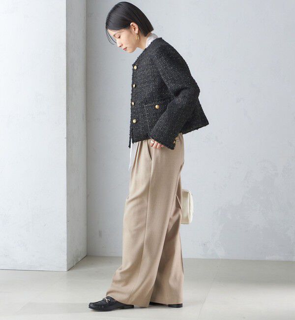 SHIPS for women「GIOLICA: ツイード ノーカラー ジャケット」|ノーカラージャケット|