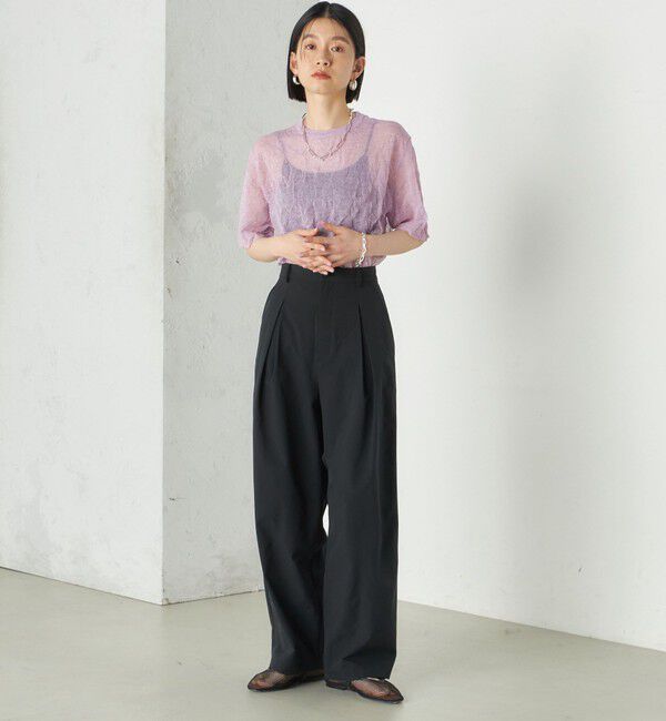 SHIPS for women「《予約》Wai＋:〈手洗い可能〉クリンクル シアー ショート スリーブ プルオーバー」|ニット・セーター|