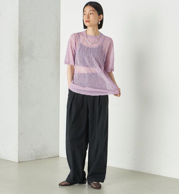 SHIPS for women「《予約》Wai＋:〈手洗い可能〉クリンクル シアー ショート スリーブ プルオーバー」|ニット・セーター|