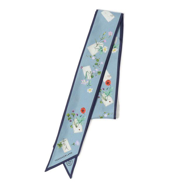 TOMORROWLAND GOODS「ATELIER TOMORROW FLOWER LETTER シルク ツイリースカーフ」|バンダナ・スカーフ|62 ライトブルー系
